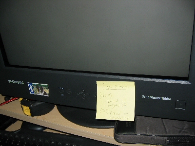 Monitor with Post-It pad